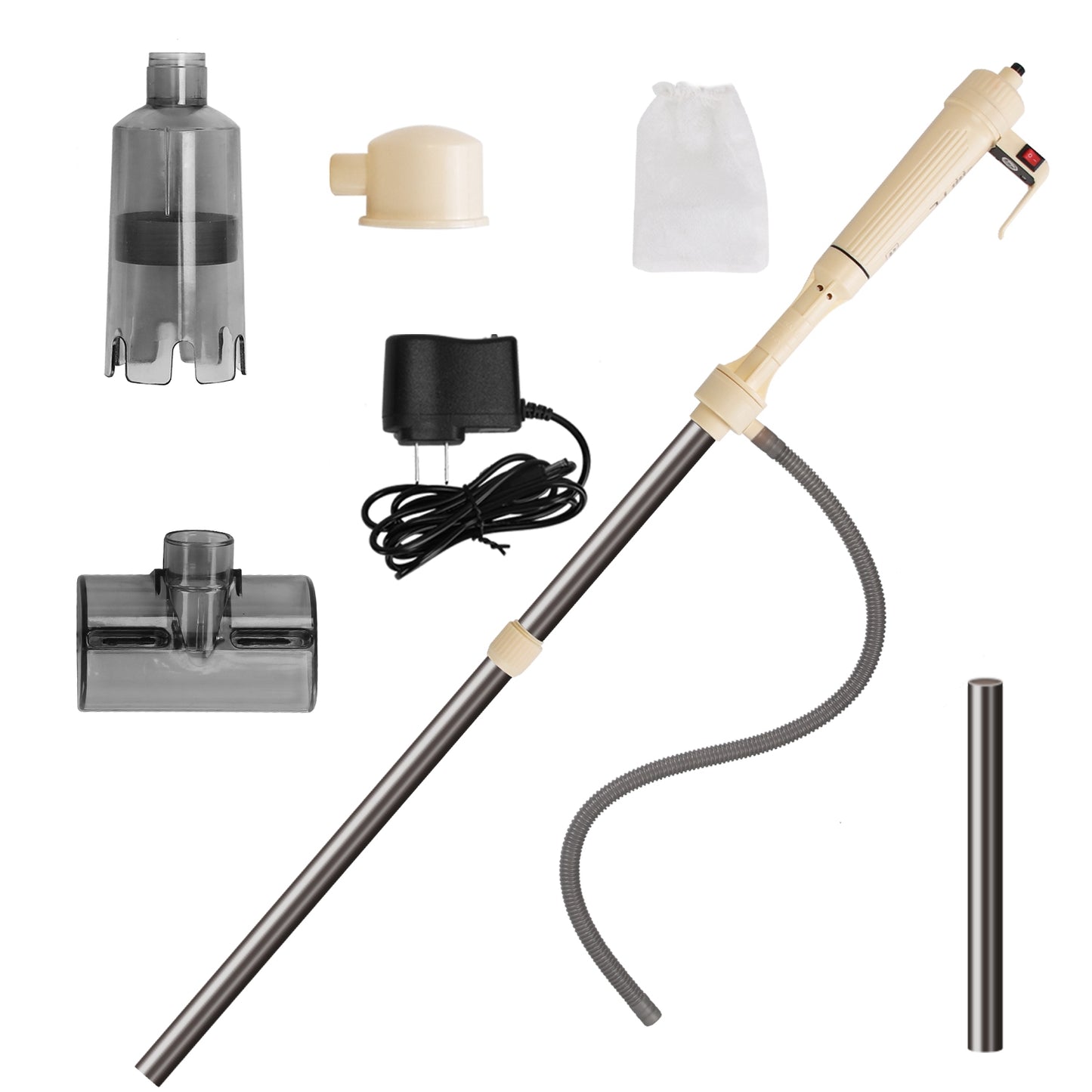 US Local 1 Set Multifunctional Electric Aquarium Gravel Cleaner Kit Length Adjustable Automatic Fish Tank Vacuum Cleaner Change Water Wash Sand Filter Dirt Removal