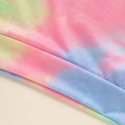 US Local Toddler Girls Long Sleeve Tie Dye Hooded Dress Adorable & Comfortable Daily Wear For Kids