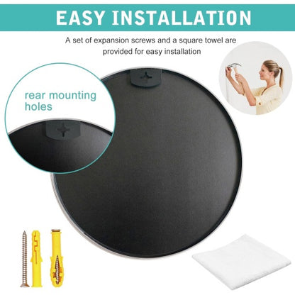 US Local Black 16 Inches Metal Round Bathroom Mirror