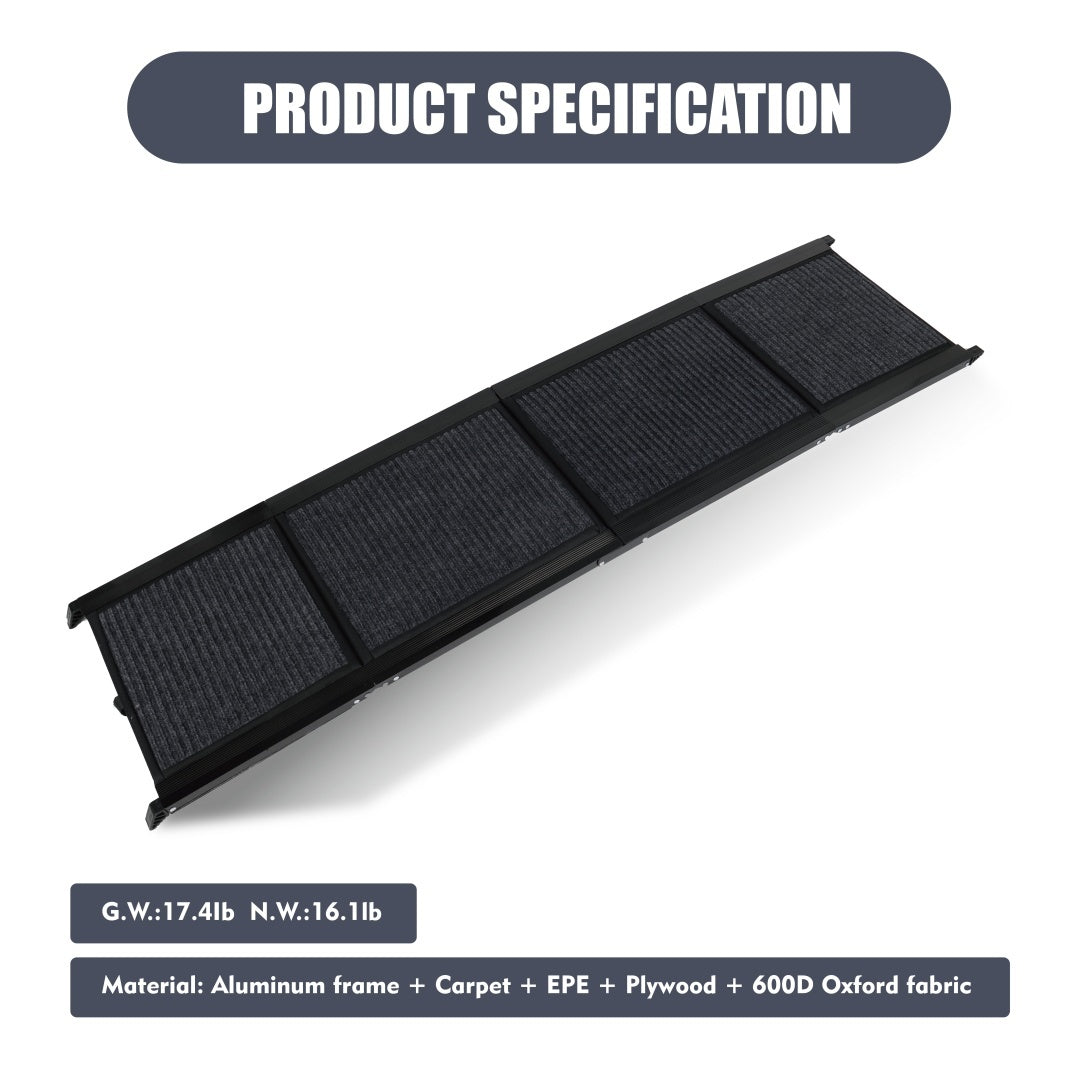 US Local Dog Ramp For Car 65x17 Large Folding Pet Stair Ramps For Truck, SUV, With Non-Slip Surface, Up To 250LBS, Outdoor Dog Car Ramp For Medium Large Dogs, Portable Pet Steps