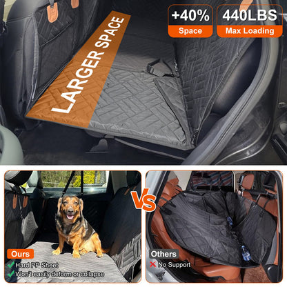 US Local 1Pc Dog Car Seat Cover For Back Seat Waterproof Oxford Cloth Seat Cover Hammock Non-Slip Scratchproof Back Seat Extender With Side Flap Mesh Window Storage Bag For Car SUV Truck
