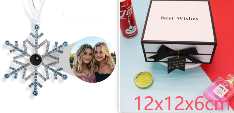 Thanksgiving Christmas Gift Snowflake Projection Necklace