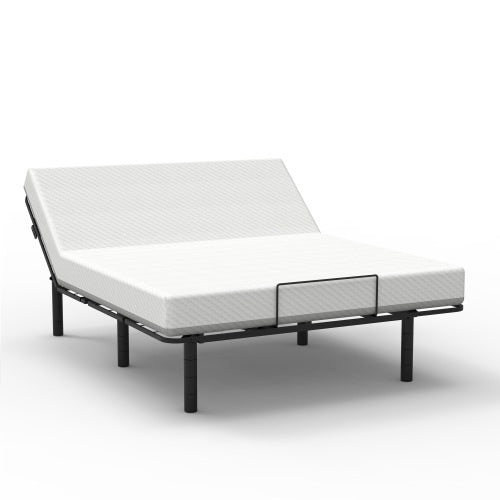 US Local Zero Clearance Adjustable Bed Base Frame Head And Foot Incline Quiet Motor Queen Size Zero Gravity, Dual USB A C Ports