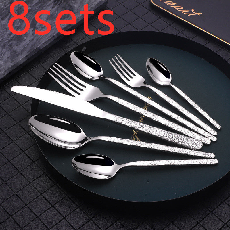 USA Local Embossed Textured Handle Steak Cutlery Western Cutlery