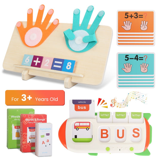 US Local Talking Flash Cards And Finger Counting Math Board Interactive Learning Toys For Kids Aged Over 3 Number Alphabet Words Song Learning