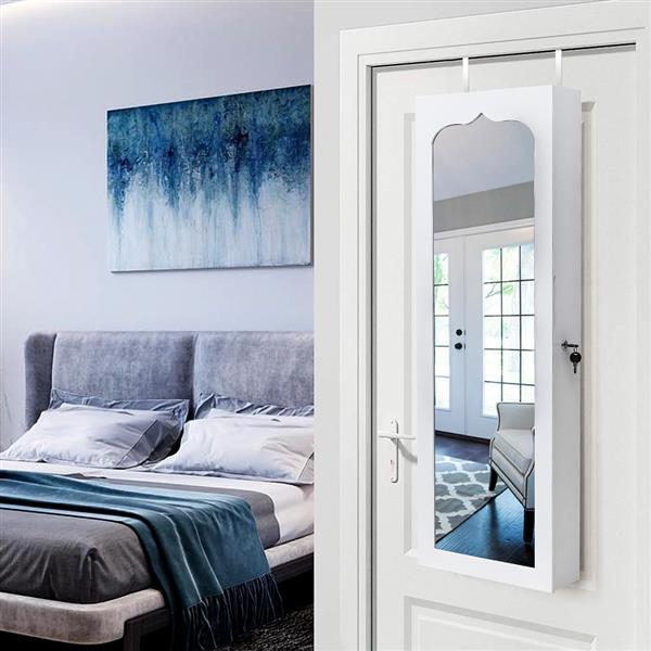 US Local Non Full Mirror Wooden Wall Mounted Jewelry Storage Mirror Cabinet