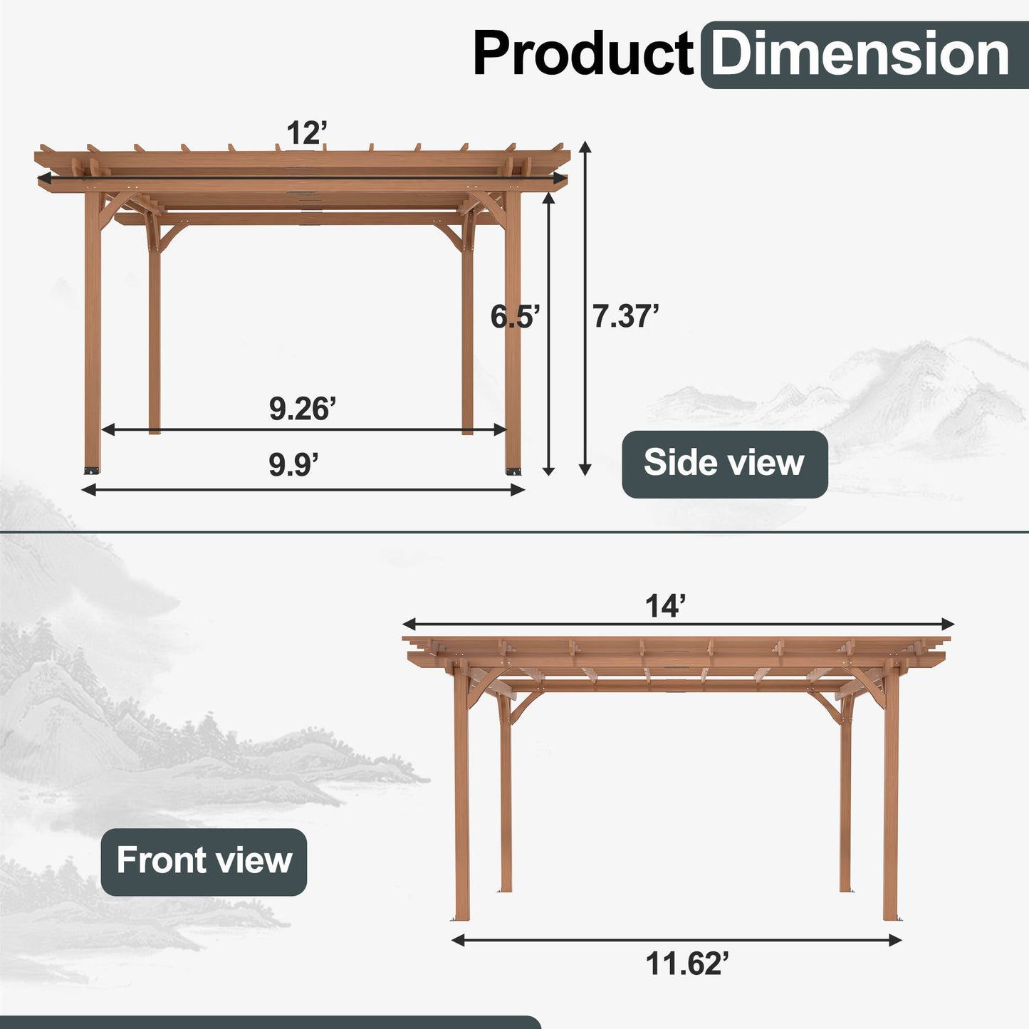 US Local Outdoor Wood Pergola, Wooden Patio Pergola Gazebo For Climbing Plant Support, Garden,Brown
