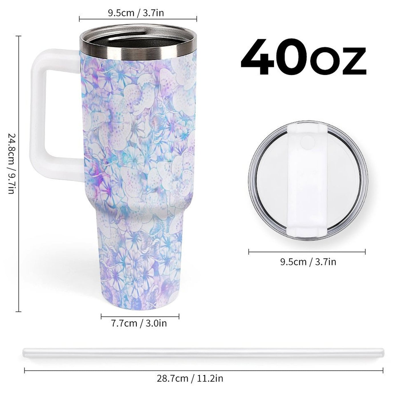 PHDT00471 POD US Local Tumbler 40 oz Large Capacity Car Cup Watercolor, Blending, Flowers