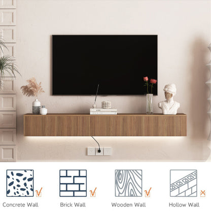 US Local Floating TV Stand Wall Mounted With 16 Color LEDs, Modern TV Stand, Floating TV Cabinet Entertainment Center For 55 60 65 Inch TV