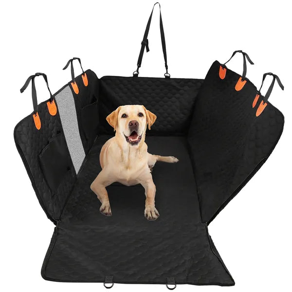US Local Dog Car Back Seat Cover With Zipper Mesh Window Storage Bags Waterproof 600D Oxford Cloth Car Seat Protector With Slide Flaps For Cars Trucks SUVs