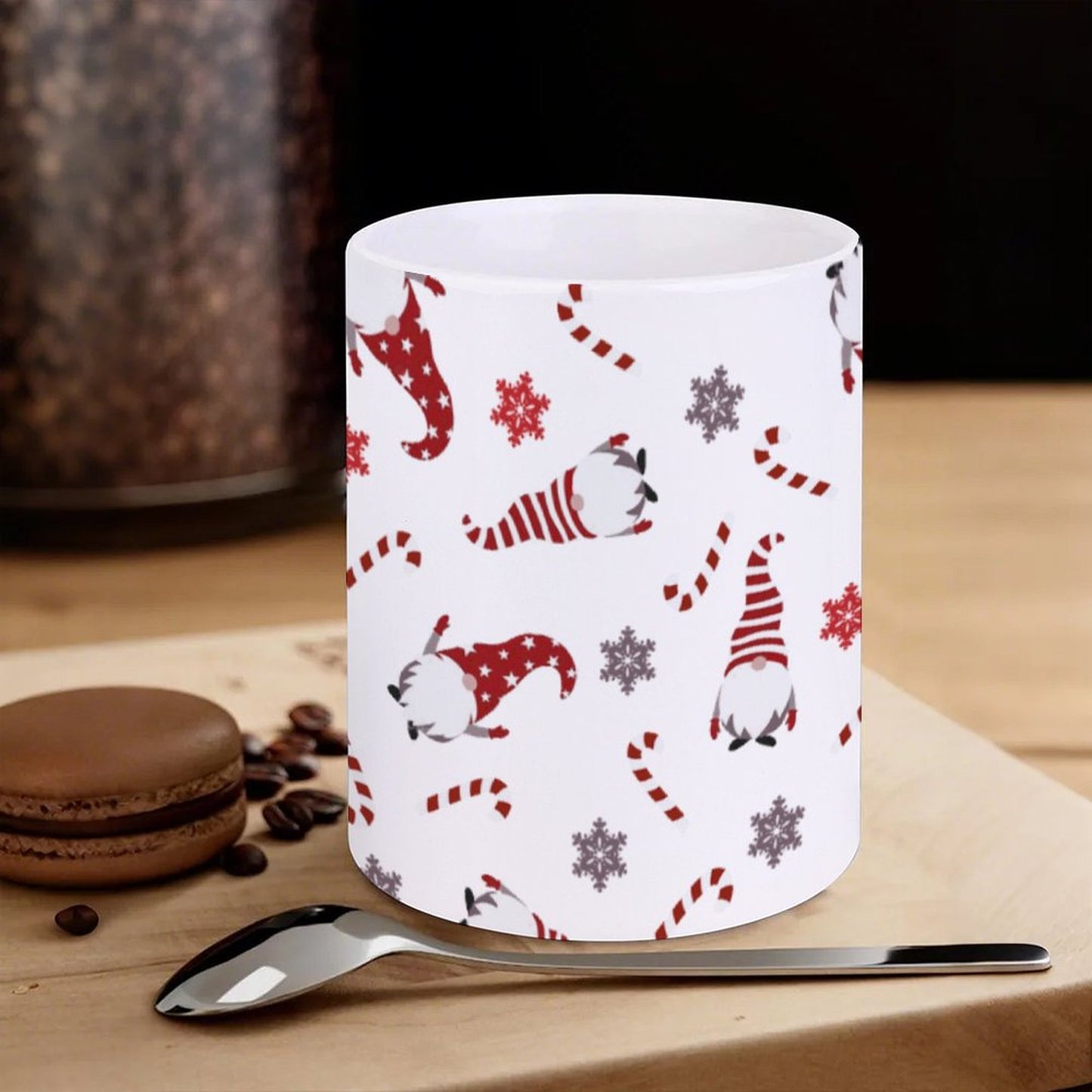 POD US Local White mug with full print, Christmas Dwarf, Red 0085