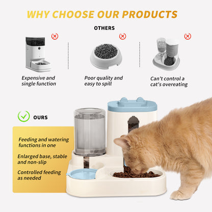 US Local Fully Automatic 2in1 Cat Food Dispenser - Integrated Water And Food Feeding System - Cute Water Dispenser