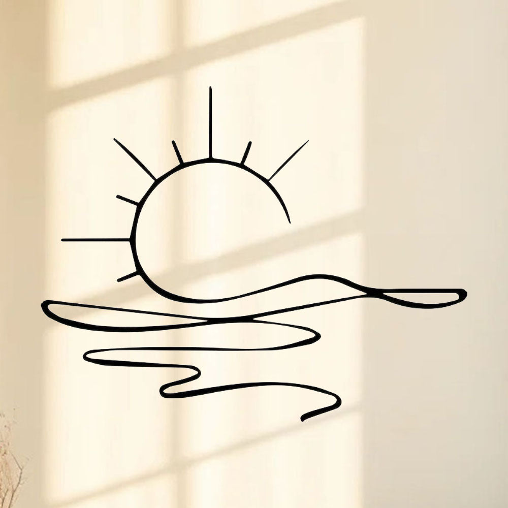US Local Minimalist Sunrise Wall Art – Modern Metal Iron Wall Decor, Abstract Sun Line Design for Home | Elegant Housewarming & Wedding Gift, Versatile for Living Room, Bedroom, Bathroom, Kitchen & Halloween
