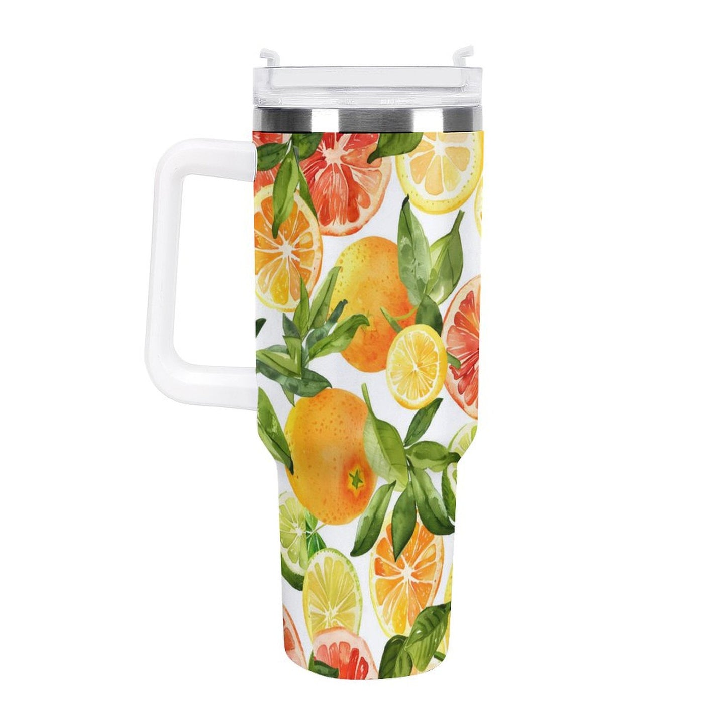 PHDT00526 POD US Local Tumbler 40oz Large Capacity Car Cup Fruits, Oranges Yellow