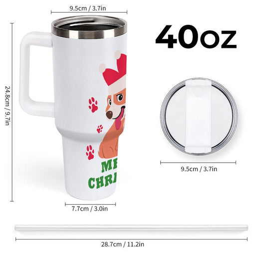 PHDT00301 POD US Local Tumbler 40 oz Large Capacity Car Cup Christmas Pet Dog Corgi Paw Green Red