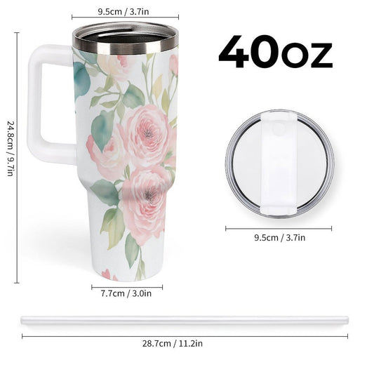 PHDT00428 POD US Local Tumbler 40 oz Large Capacity Car Cup Pink, Flowers