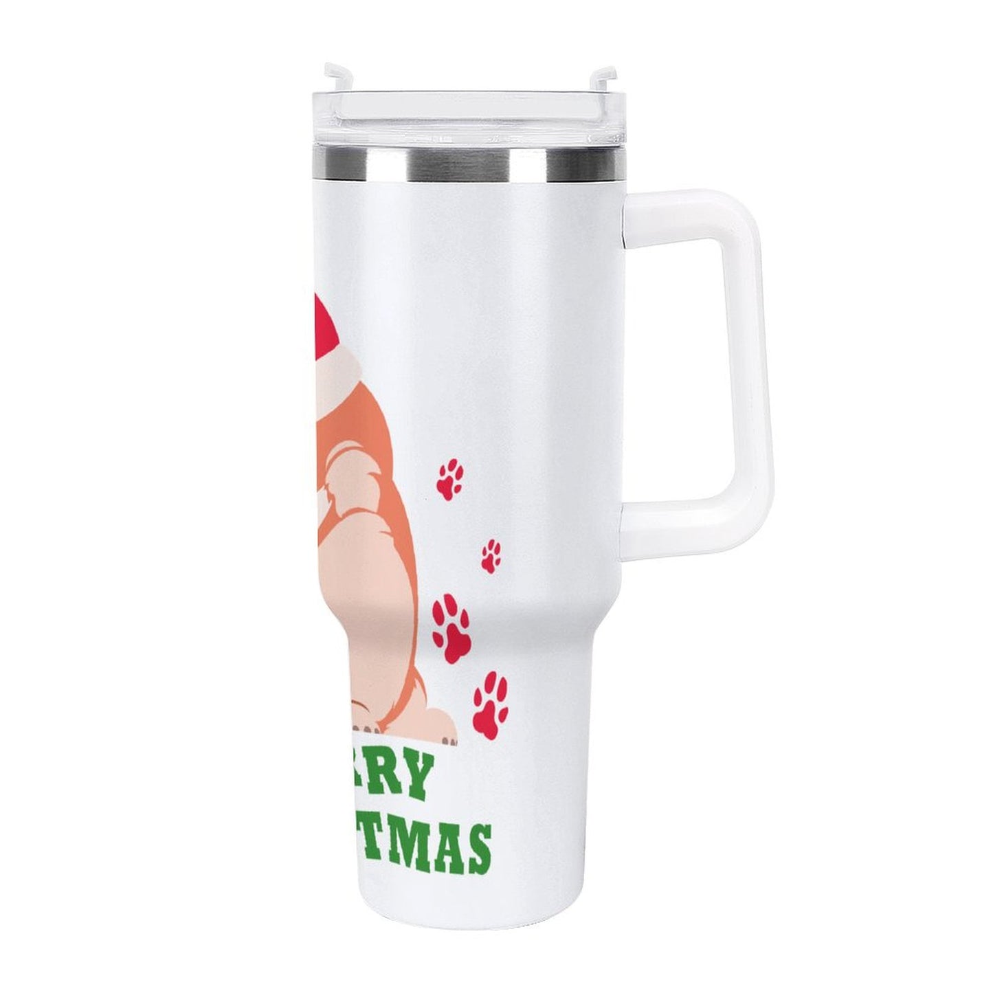 PHDT00301 POD US Local Tumbler 40 oz Large Capacity Car Cup Christmas Pet Dog Corgi Paw Green Red