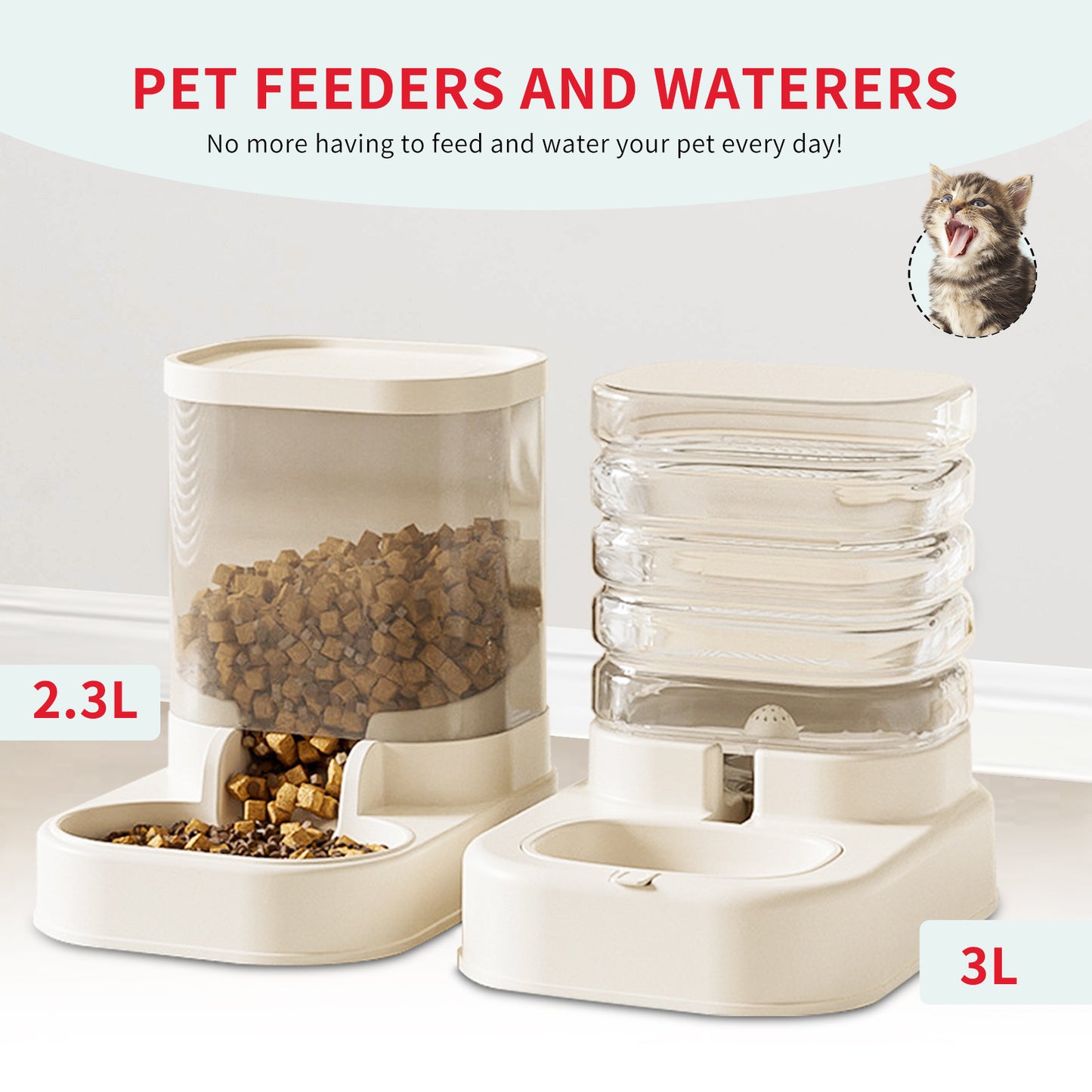 US Local Separable Pet Food And Water Dispenser - Large Capacity Automatic Replenishment, Worry Free For Short-term Outdoor Meals