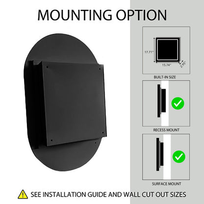 US Local 20x34 Inch Oval Recessed Metal Frame Bathroom Wall Cabinet With Mirror And Adjustable Shelves