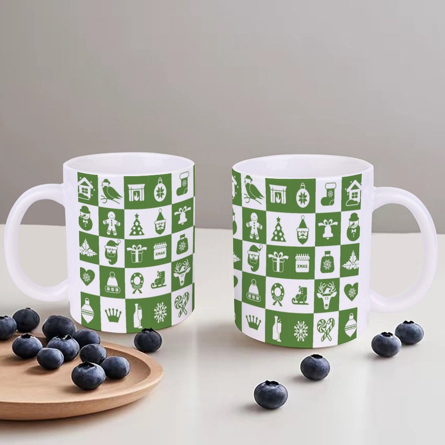 POD US Local White mug with full print, Christmas Santa Claus Reindeer Green 0052