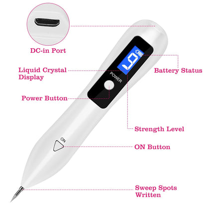US Local 1Pc Skin Tag Repair Kit Portable Beauty Equipment Multi-Level With Home Usage USB Charging LCD Level Adjustable 6 Replaceable Needles