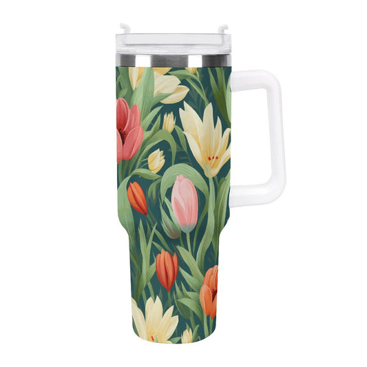 PHDT00371 POD US Local Tumbler 40 oz Large Capacity Car Cup Flowers, Gentle