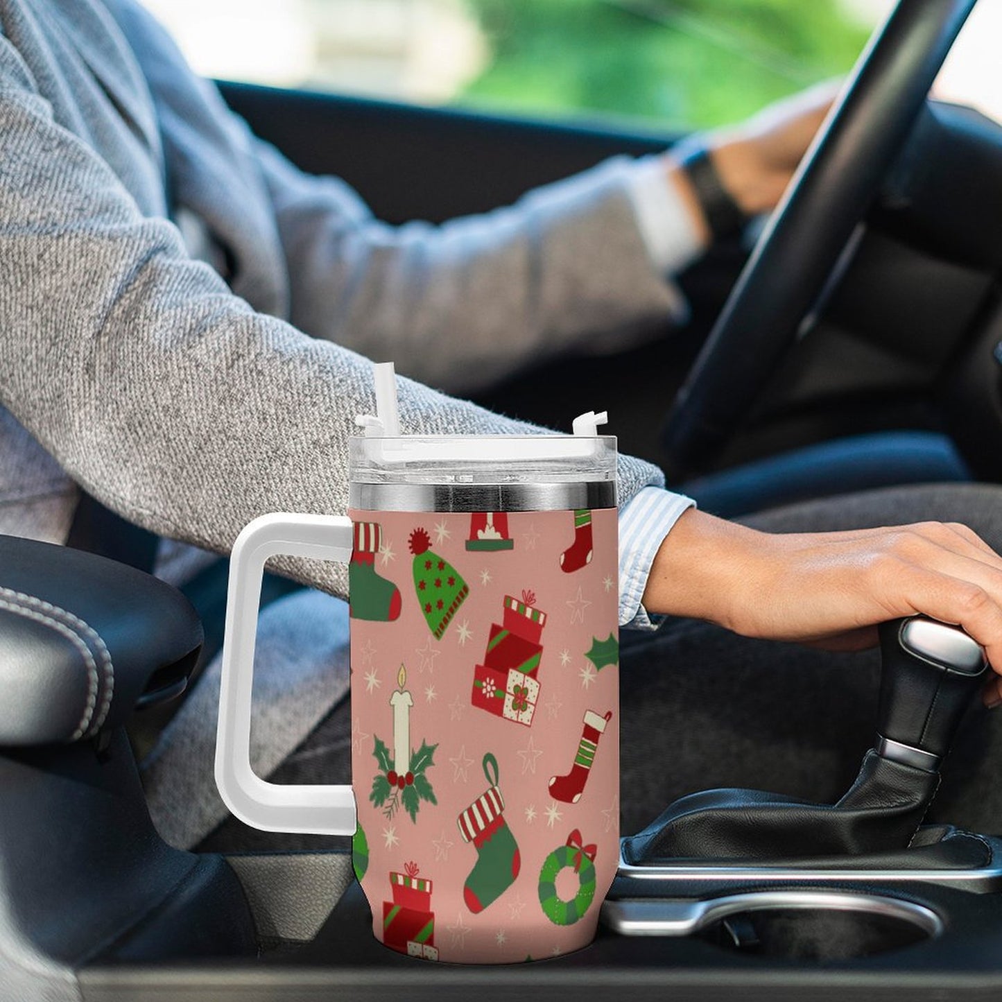 PHDT00426 POD US Local Tumbler 40 oz Large Capacity Car Cup Pink, Christmas