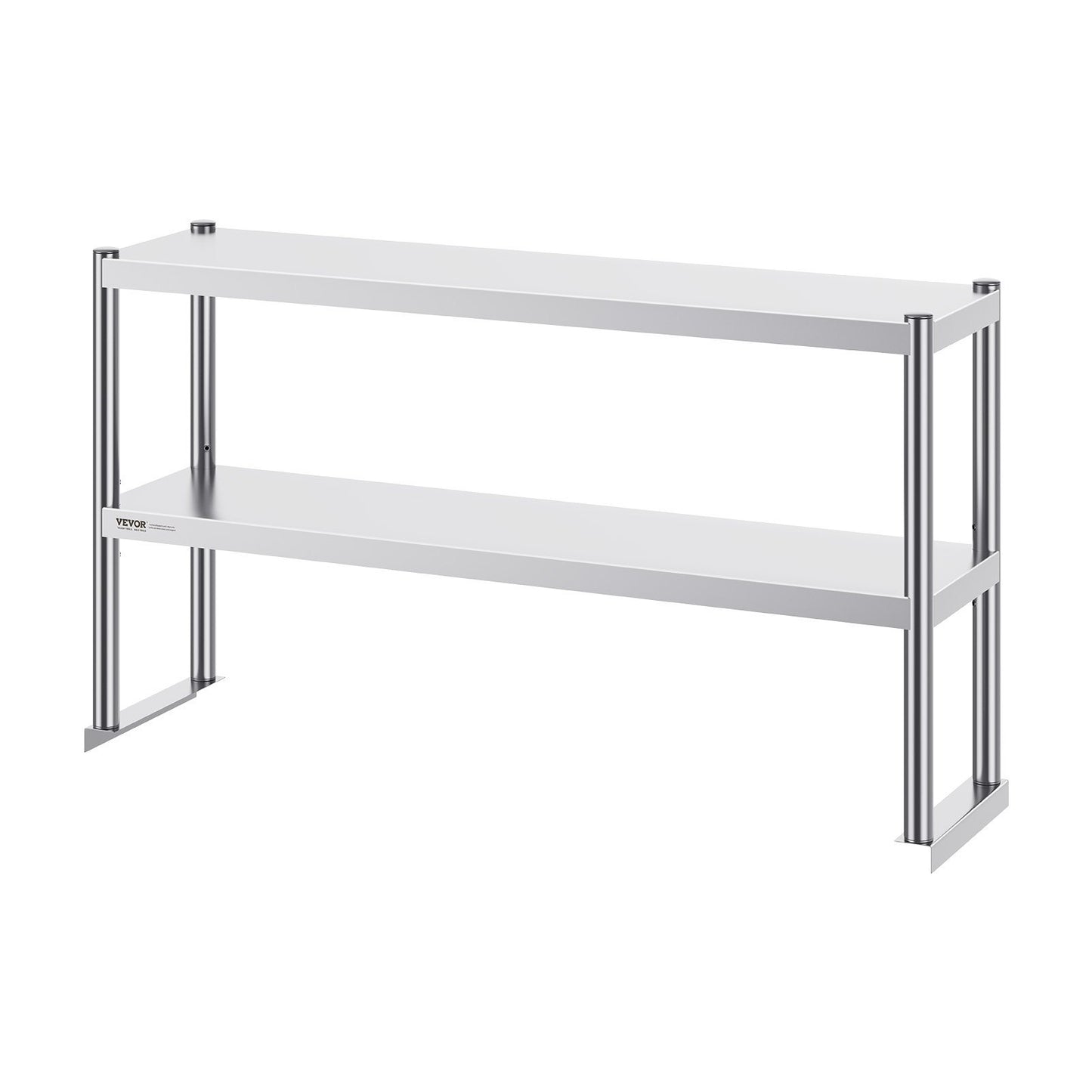 US Local VEVOR Double Overshelf, Double Tier Stainless Steel Overshelf, 12 X 48 Inch Double Deck Overshelf, Height Adjustable Overshelf Prep Work Table For Kitchen, Restaurant And Workshop
