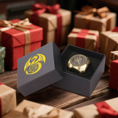 US Local 6-pack DND Dice Wheel Gift Box Set, Retro Wheel Metal Polyhedral Board Game Prop, Desktop Role Playing Decoration Collectibles Game Dice Accessories