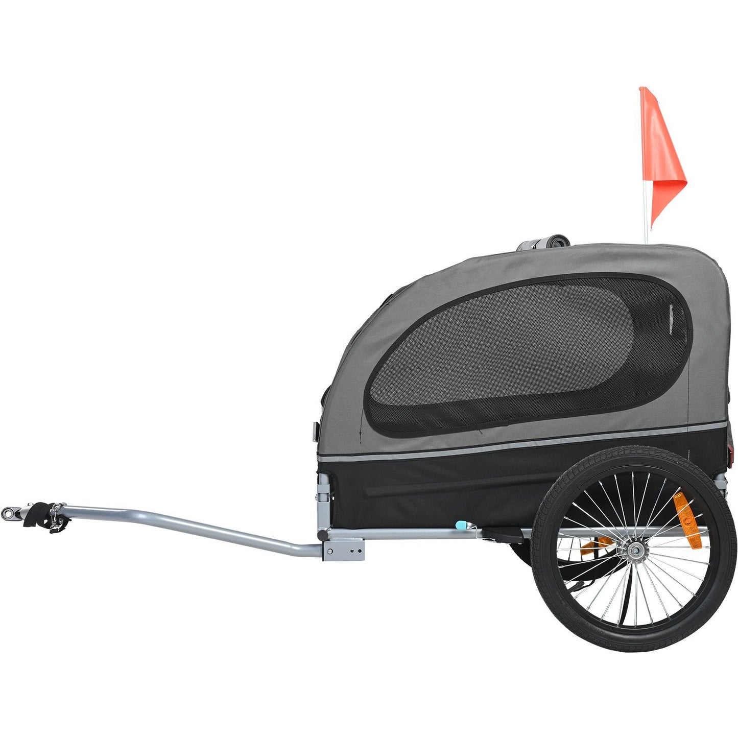 US Local Dog Bike Trailer, Supports Up To 88 Lbs, Pet Cart Bicycle Carrier, Easy Folding Frame With Quick Release Wheels, Universal Bicycle Coupler, Reflectors, Flag, Collapsible To Store, BlackGray