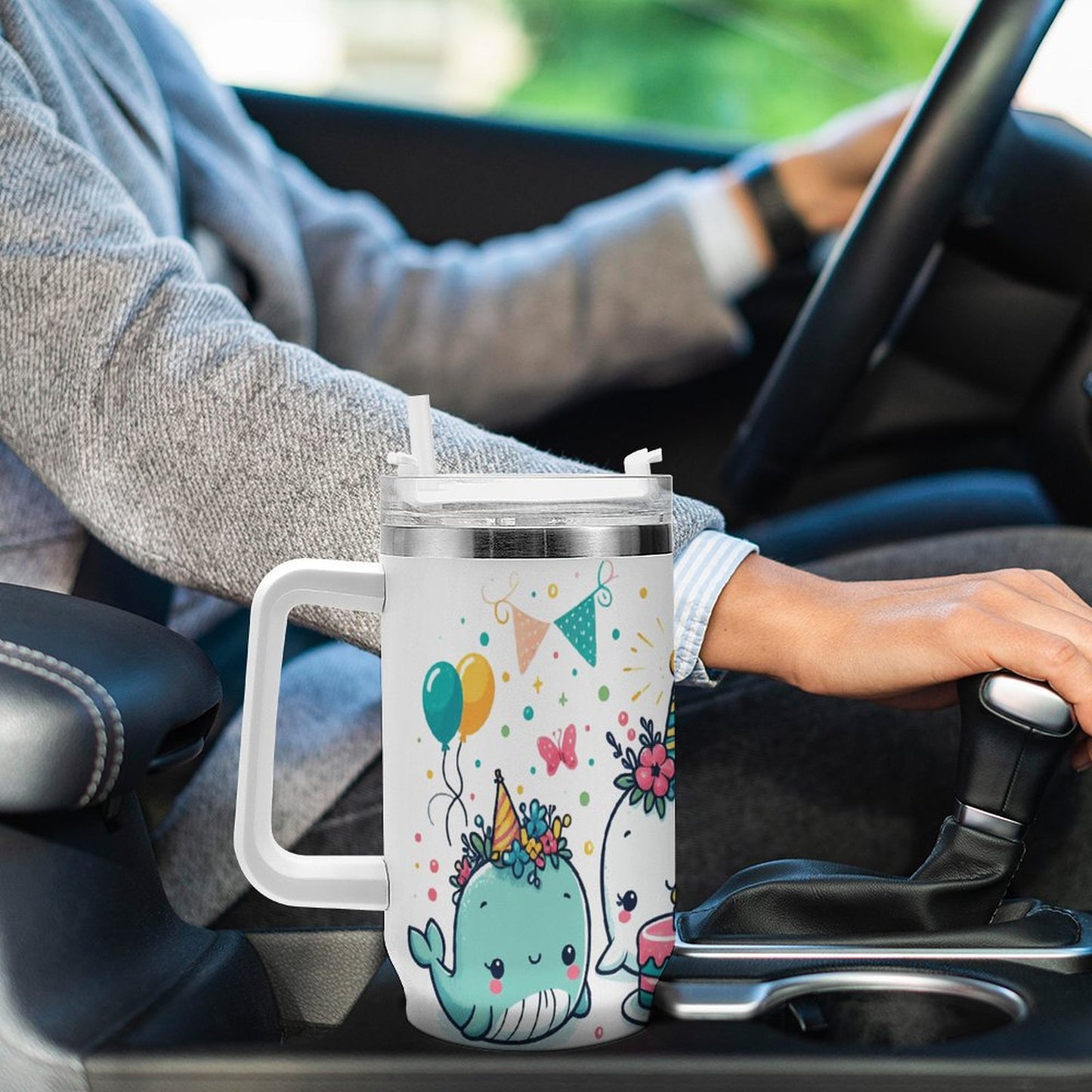 PHDT00485 POD US Local Tumbler 40oz Large Capacity Car Cup Dolphin, Birthday