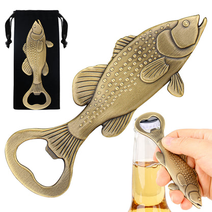 US Local Creative Sea Bass Bottle Opener With Velvet Bag , Exclusive Gift For Fishing Enthusiasts, Bar Tool For Beer Enthusiasts, Ideal For Home And Bar Use, Novel Bar Accessories For Opening Beer