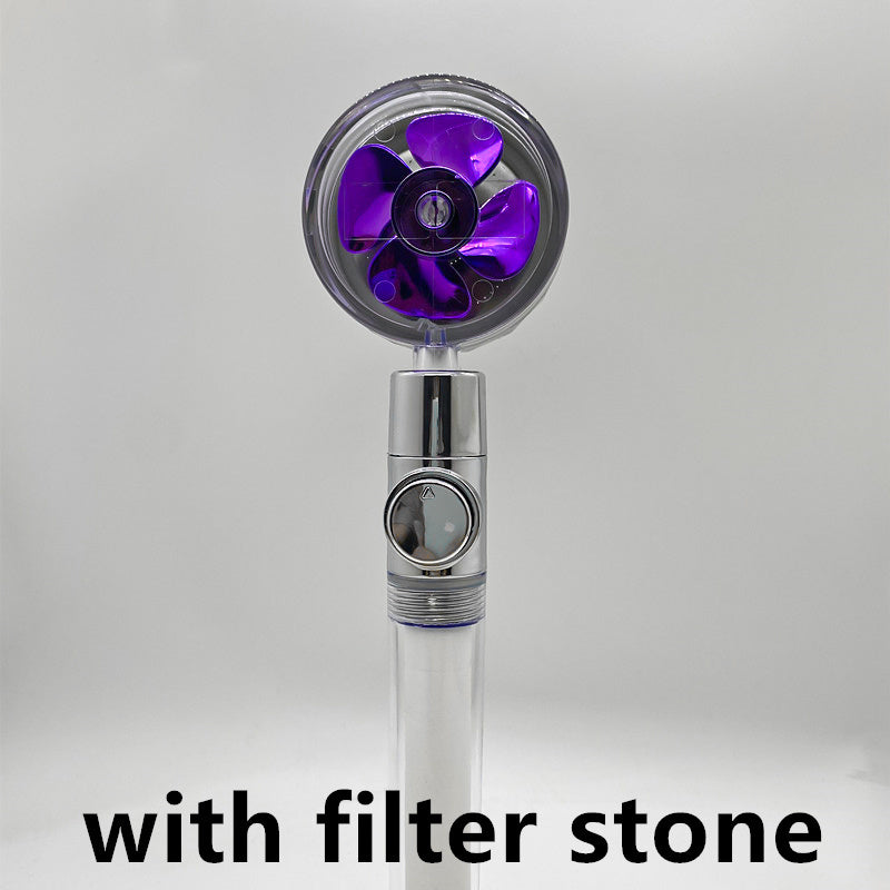 US Local Shower Head Water Saving Flow 360 Degrees Rotating With Small Fan ABS Rain High Pressure Spray Nozzle Bathroom Accessories