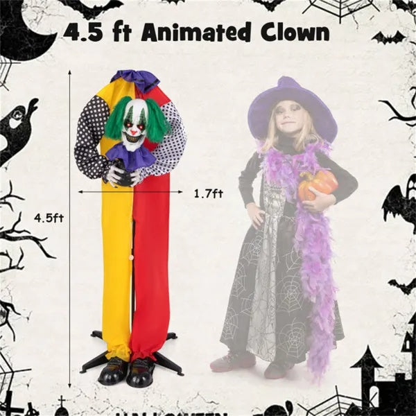 4.5FT Halloween Clown Decoration With LED Eyes And Phrase Recording