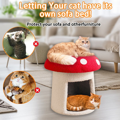 Extra Large Red Umbrella Mushroom Cat Bed, Scratch-resistant And Wear-resistant, Removable And Washable, Universal Pet Seat Bed For All Seasons, Pet Cat Bed, High-looking Mushroom Cat House