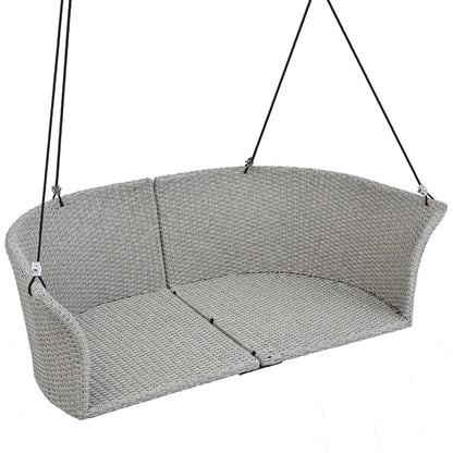 US Local GO 51.9 2-Person Hanging Seat, Rattan Woven Swing Chair, Porch Swing With Ropes, Gray Wicker And C