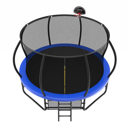 US Local 14 Foot Fenced Trampoline - Leisure Trampoline With Ladder And Rust Proof Coating