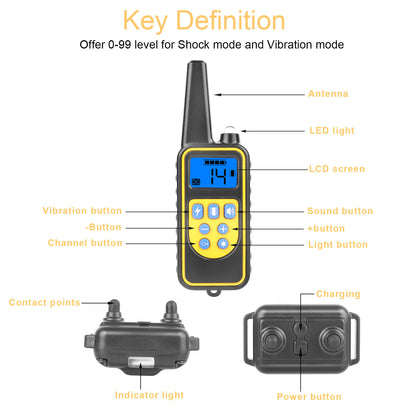 US Local 1Pc Dog Training Collar With Remote  IP67 Waterproof Pet Trainer 300mAh Rechargeable 875 Yard Remote Control 4 Modes Adjustable Level