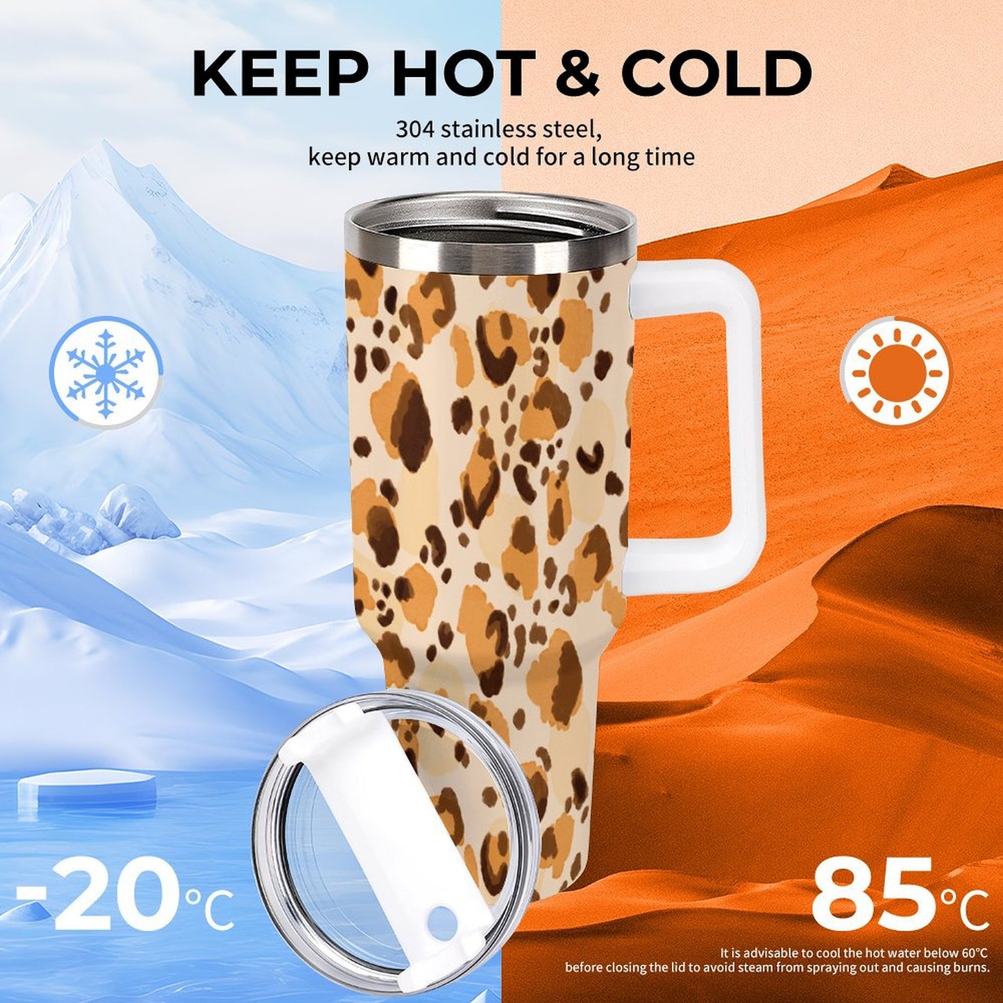 PHDT00202 POD US Local Tumbler 40 oz Large Capacity Car Cup Leopard