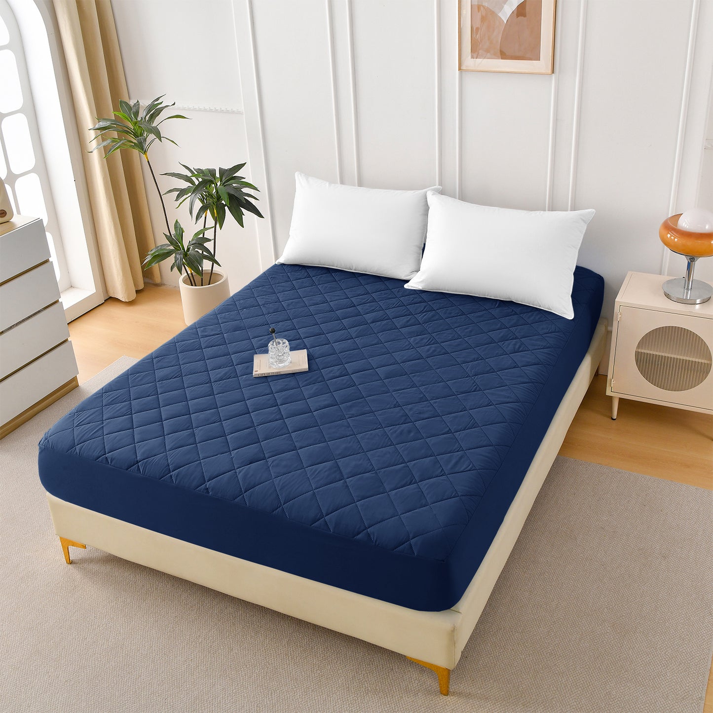 US Local Diamond Grid Ultrasonic Waterproof Mattress Protector