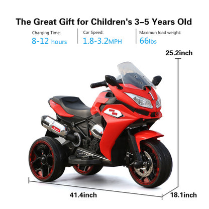 US Local 12V Kids Electric Motorcycle ,ride On Motorcycle,Three Lighting Wheels Kids Electric Toys Boys Girls Motorcycle, Children Battery Motor Bikes Rechargeable 3 Wheels Ride On Electric Motorcycle