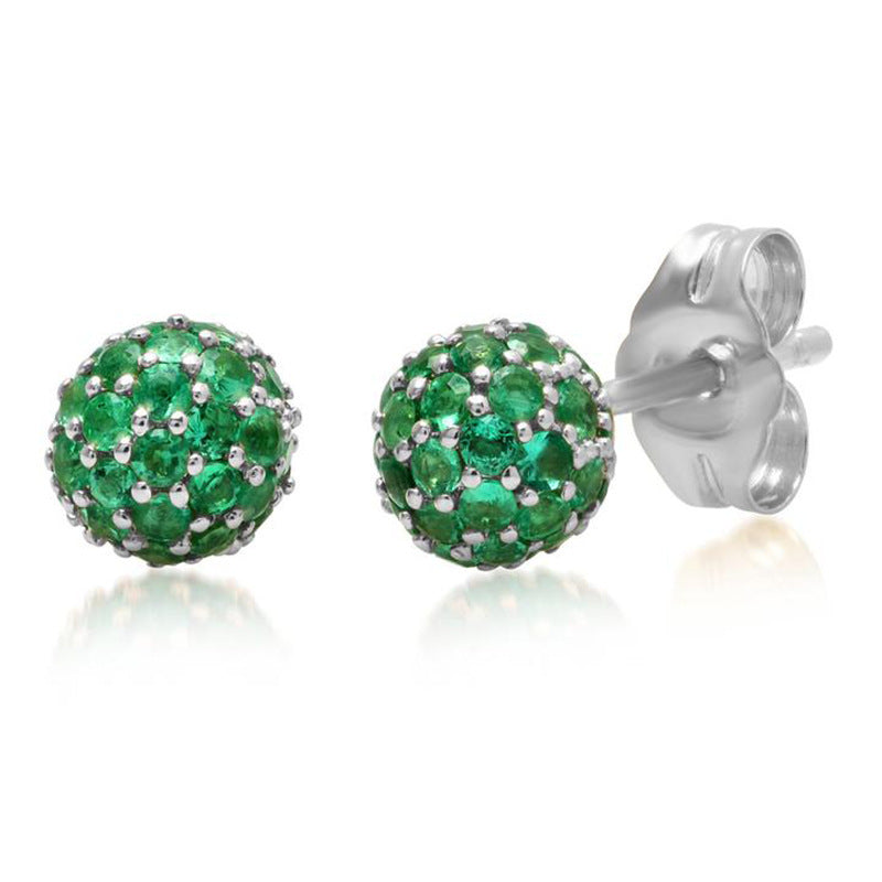 Fashion Personality Exquisite Rhinestone Zircon Multicolor Round Studs