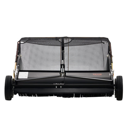 US Local VEVOR Tow-Behind Lawn Sweeper 42-inch Leaf Yard Collector 12 Cu.ft. Adjustable