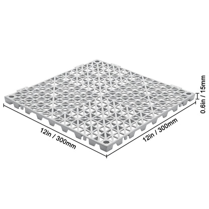 US Local VEVOR Interlocking Tile 50PCS Gray, Drainage Tiles Splicing, Soft PVC Interlocking Drainage Floor Tiles, Non-Slip Drainage Holes For Restroom, Bathroom, Kitchen, Pool, Wet Areas