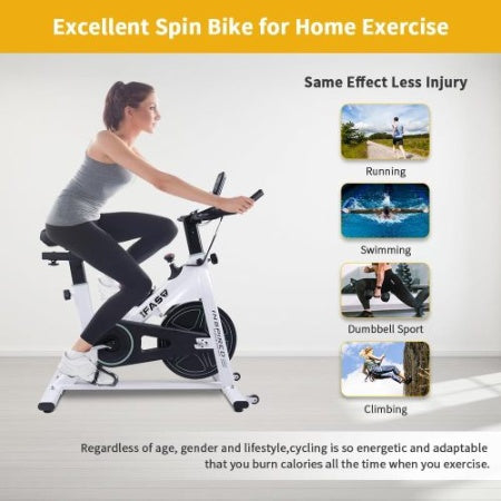 US Local Stationary Bikes For Home Spin Indoor Exercise Bike With LCD Monitor And Comfortable Seat Cushion For Home Gym Cardio Fitness Training