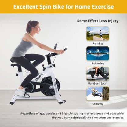 US Local Stationary Bikes For Home Spin Indoor Exercise Bike With LCD Monitor And Comfortable Seat Cushion For Home Gym Cardio Fitness Training