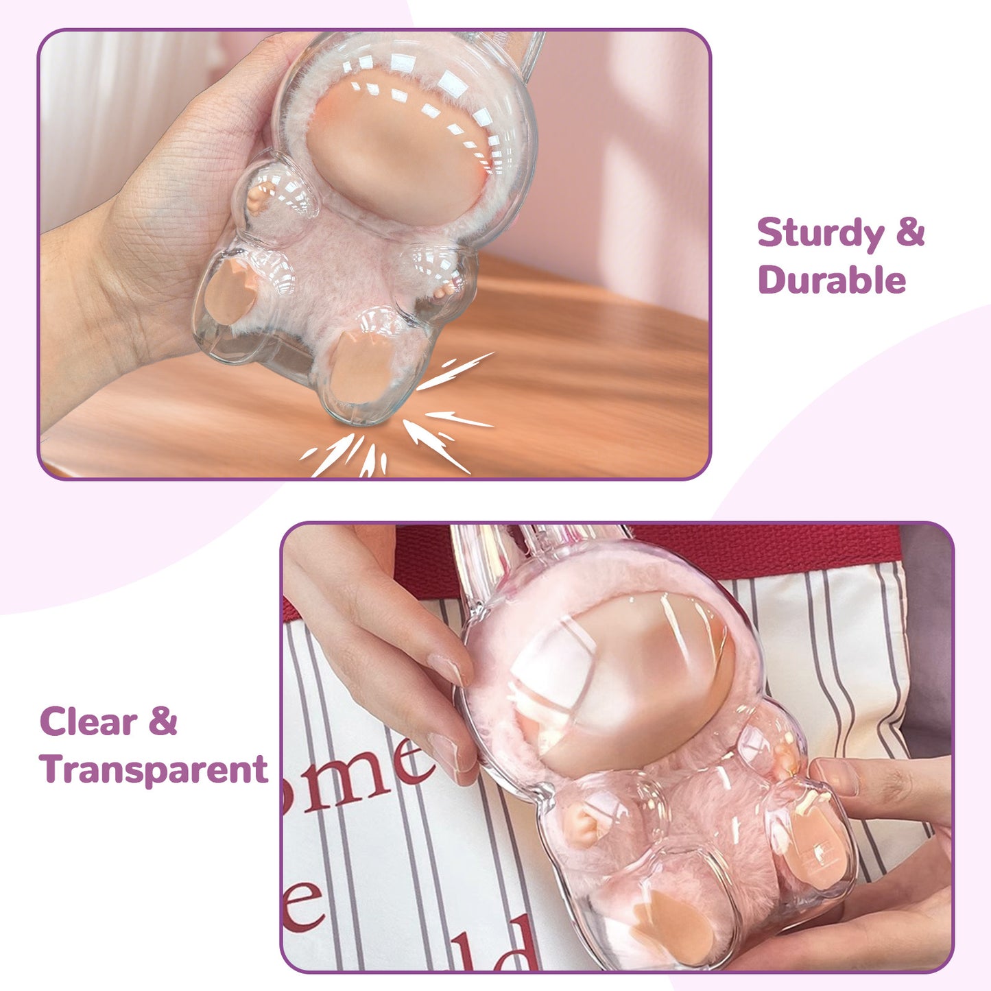 US Local Tocirelo Protective Case Cover Compatible With LABUBU Have A Seat, Clear Plastic Display Case With Keychain, Portable Acrylic Dustproof Accessories Protector Holder For Collectors  Doll Not Included