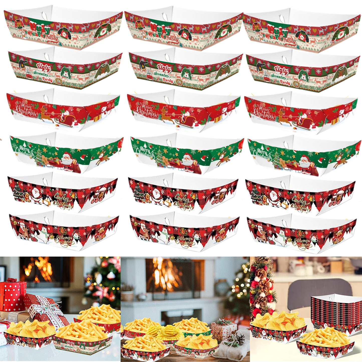 US Local 36 Christmas Paper Food Trays