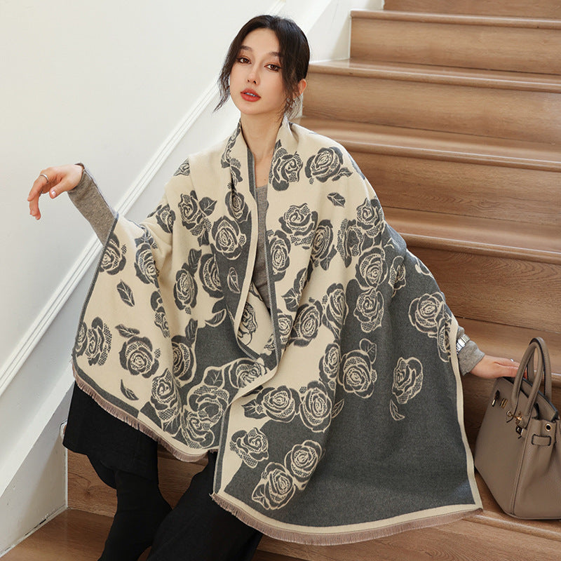 US Local Female Versatile Fashion Thickened Warm Cashmere Scarf