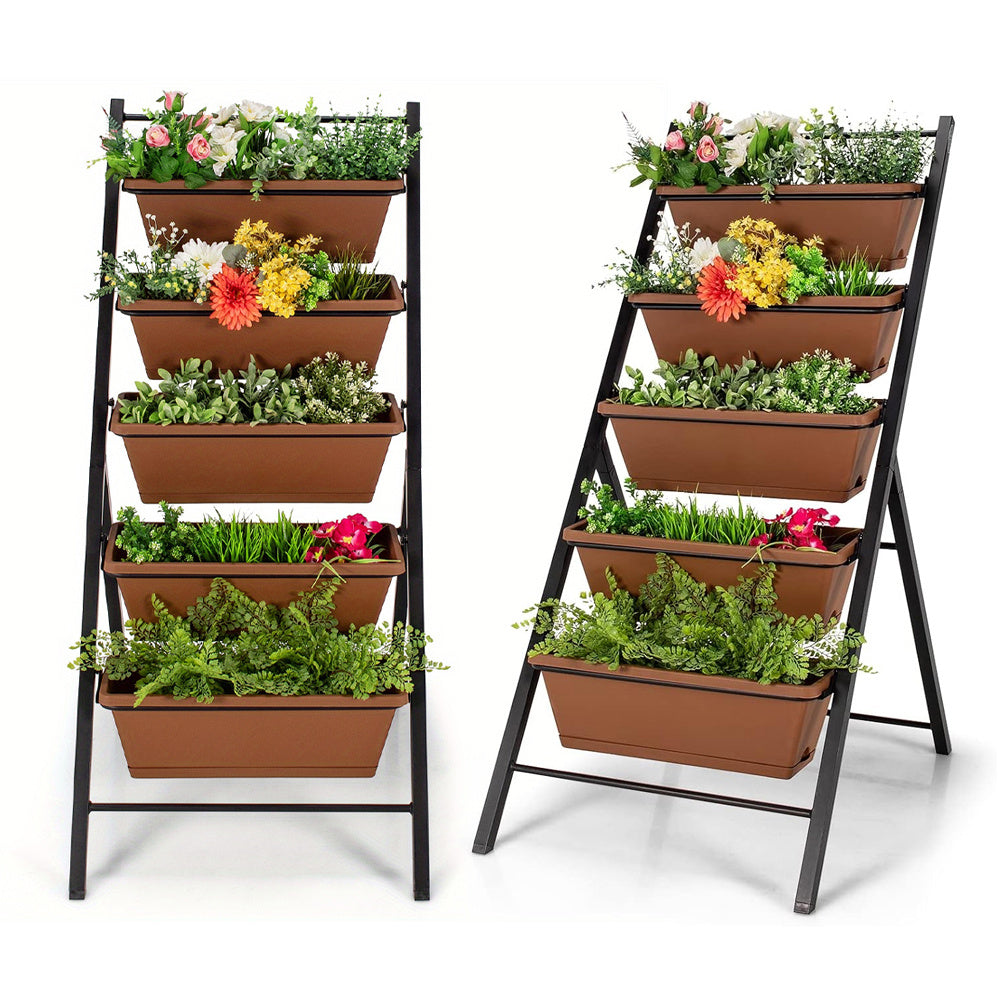 US Local 5-tier Vertical Garden Planter Box Elevated Raised Bed With 5 Container